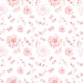 Wedding/Valentines Day Delicate pink flowers and gemstone rings seamless pattern. Romantic roses and peonies on white background. Royalty Free Stock Photo