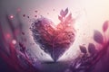 delicate pink heart on blurred background double exposure graphic romantic illustration