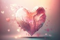 delicate pink heart on blurred background double exposure graphic romantic illustration