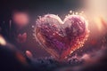 delicate pink heart on blurred background double exposure graphic romantic illustration