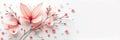 Delicate pink paper flowers arrangement on white background Royalty Free Stock Photo
