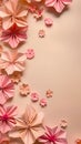 Delicate pink paper flowers background Royalty Free Stock Photo