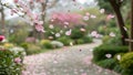 Delicate Pink Petals Dancing in a Spring Garden Royalty Free Stock Photo