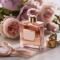 A delicate pink rose perfume for women generative AI