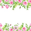 Delicate pink roses floral vector background Royalty Free Stock Photo