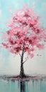 Delicate Pink Tree Acrylic Painting By Ivan Phillips