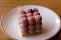 Delicate Pink velours Moose cakes in the shape of a cube of balls