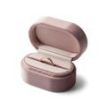 Delicate pink velvet ring box with gold ring Royalty Free Stock Photo
