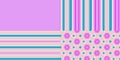 Pastel Repeat Edge Motif And Stripes Design In Pink