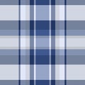 Delicate plaid background fabric, fold texture pattern vector. Display textile seamless check tartan in blue and white colors Royalty Free Stock Photo
