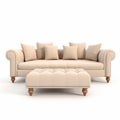 Delicate Precision: 3d Render Of Tan Sofa With Ottoman