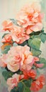 Delicate Precision: A Neo-mosaic Abstract Painting Of Begonia In Oil