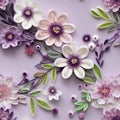 Delicate Quilling Floral Artwork On Purple Background