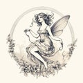 Delicate Realism Hand-drawn Fabled Female Fairy In Art Nouveau Style