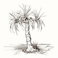 Delicate Realism: Hand Drawn Palm Tree Vector Illustration With Fantasy Elements