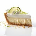 Delicate And Refreshing Key Lime Pie Slice With Lime Wedges