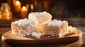 Delicate Rice Crispy Treats With Powdered Sugar Dusting Royalty Free Stock Photo