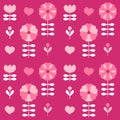 Delicate romantic floral seamless pattern with tulips and hearts. Valentine print for tee, paper, fabric, textile. Hand drawn Royalty Free Stock Photo