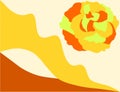 A delicate rose flower of yellow-orange color in bright sunny colors against a wave background. Royalty Free Stock Photo