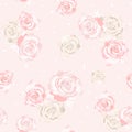 Delicate roses flowers. Watercolor style floral seamless pattern. Pastel colors. Royalty Free Stock Photo