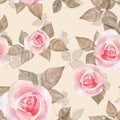 Delicate roses. Watercolor floral seamless pattern 7 Royalty Free Stock Photo