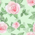 Delicate roses. Watercolor floral seamless pattern Royalty Free Stock Photo