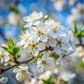 White beautiful flowers in the tree blooming in the early spring, background blurred Royalty Free Stock Photo