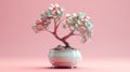 Delicate Sculpture Of Jade Plant On Holographic Gradient Background