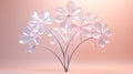 Delicate Sculpture Of Umbrella Plant In Holographic Style On Gradient Background