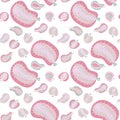 Delicate seamless pattern with abstract pumpkins, apples and pears. Perfect for T-shirt, textile and prints.