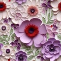 Delicate Shading: Intricate Paper Flowers In Purple And Red