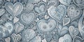 Delicate Silver Grey Doodle Hearts Pattern A Sophisticated Valentines Day Design for Digital Projects Printables and Royalty Free Stock Photo