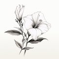 Delicate Simplicity: Hyperrealistic Hibiscus Sketch Inspired By Ancient Chinese Art