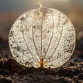 Delicate Skeleton Leaf Illuminated by Sunlight Royalty Free Stock Photo