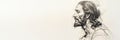 A delicate sketch of Jesus Christ on a white background his serene expression captured in simple lines with ample copy space Royalty Free Stock Photo