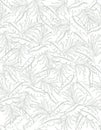 Hand Drawn Tropical Palm Leaves Vector Pattern. Soft Green Design. Delicate Sketch. White Background.