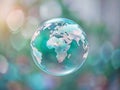 soap bubble with world map on blurred background Royalty Free Stock Photo