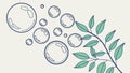 Soap Bubbles with Green Leaves, Whimsical Nature Vector, vector design Generative AI Royalty Free Stock Photo