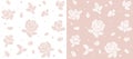 Delicate soft pink rose flower white seamless pattern. Embroidery vector flower decoration textile print illustration