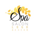 Delicate spa logo original design. Feminine label with gentle colors. Healthcare and relaxation concept.