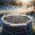 Frosty Spider Web on a Cold Winter Morning