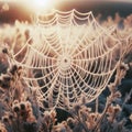 Frosty Spider Web at Sunrise