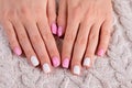 Delicate spring women's manicure. Royalty Free Stock Photo
