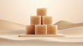 Delicate Stack of Brown Sugar Cubes on a Soft Beige Background with Gentle Sand Dunes Royalty Free Stock Photo