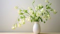Delicate Still-lifes: White Flowers In A Maya-rendered White Vase Royalty Free Stock Photo