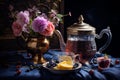 Delicate Stilllife flower tea. Generate Ai Royalty Free Stock Photo