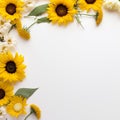 Delicate Sunflower Border White Serenity