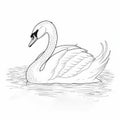 Delicate Swan Drawing: Storybook-like Coloring Page With Clean And Simple Designs Royalty Free Stock Photo
