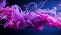 Delicate swirls of pink and purple smoke gracefully dance against a deep blue background, creating an ethereal and mesmerizing Royalty Free Stock Photo
