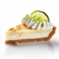 Delicate Taco Key Lime Pie Slice On White Background Royalty Free Stock Photo